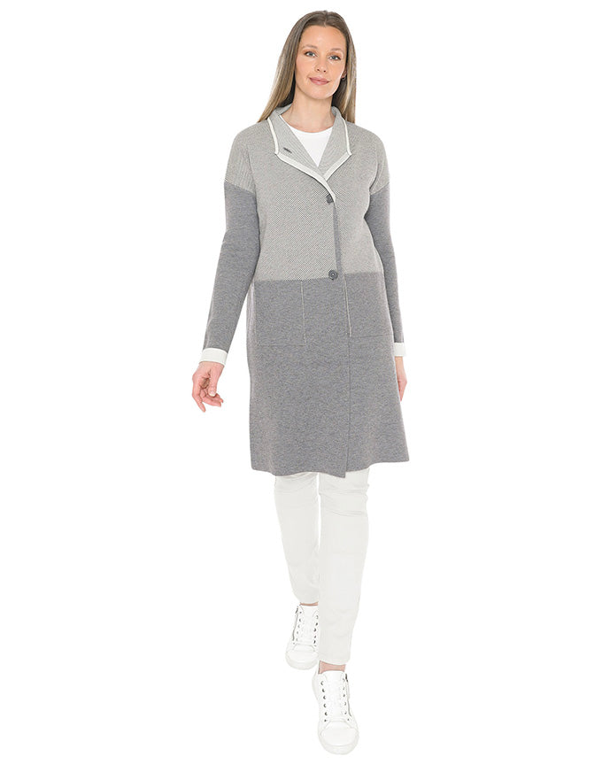 Contrast Coatigan Grey/Cream
