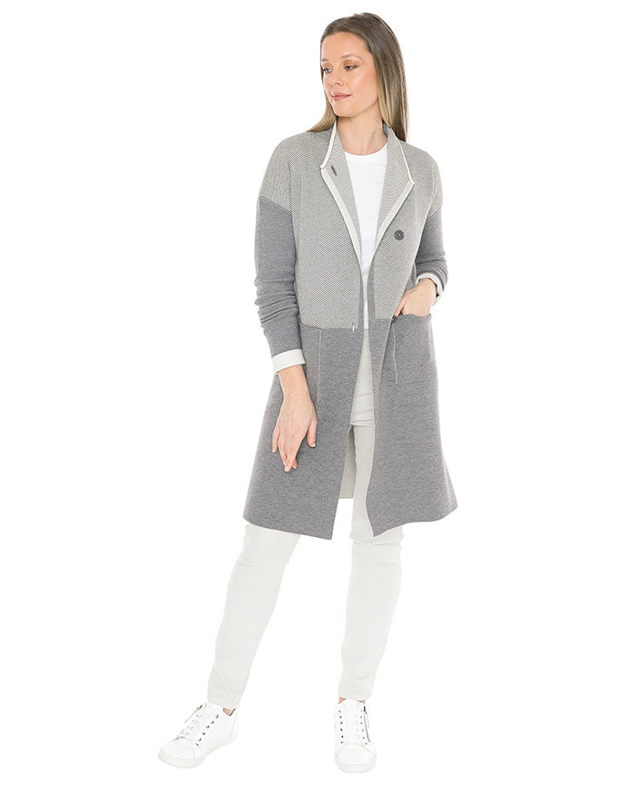 Contrast Coatigan Grey/Cream