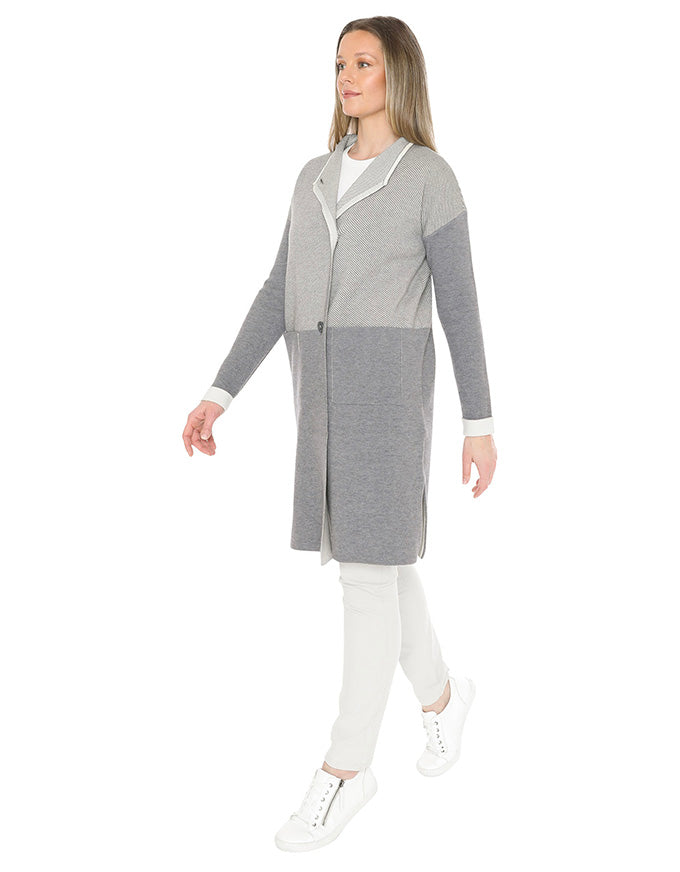 Contrast Coatigan Grey/Cream
