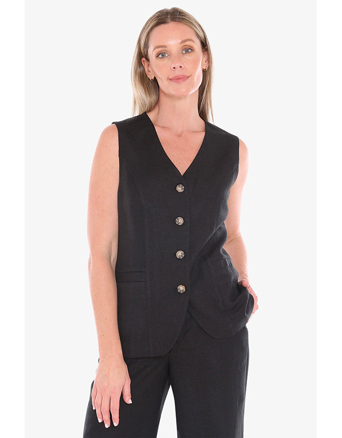 Button Vest - Black