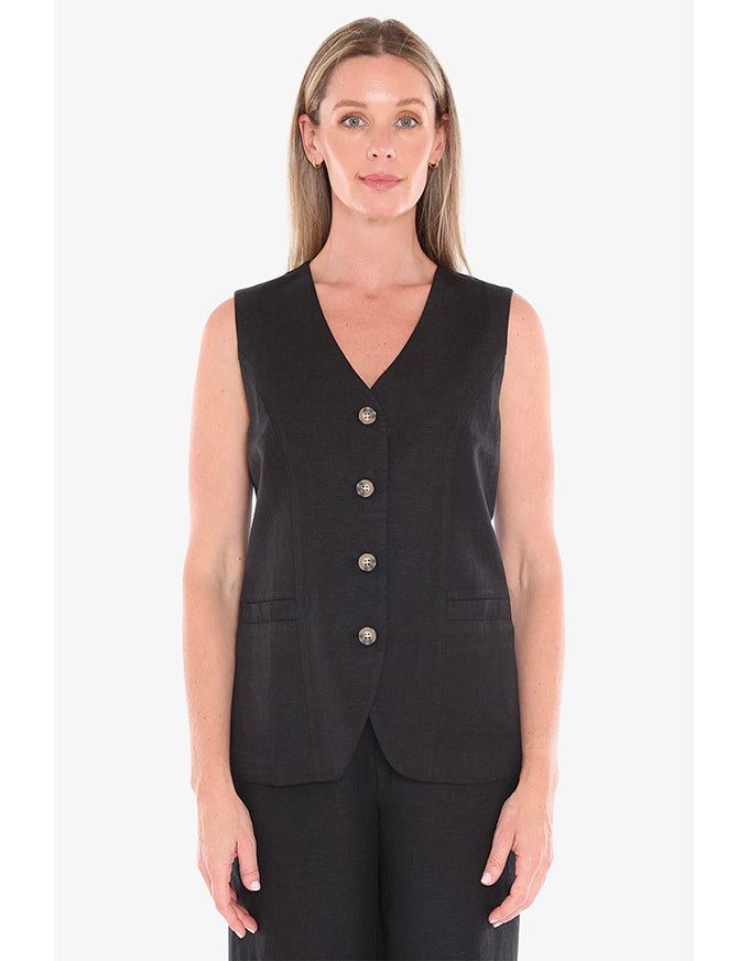 Button Vest - Black