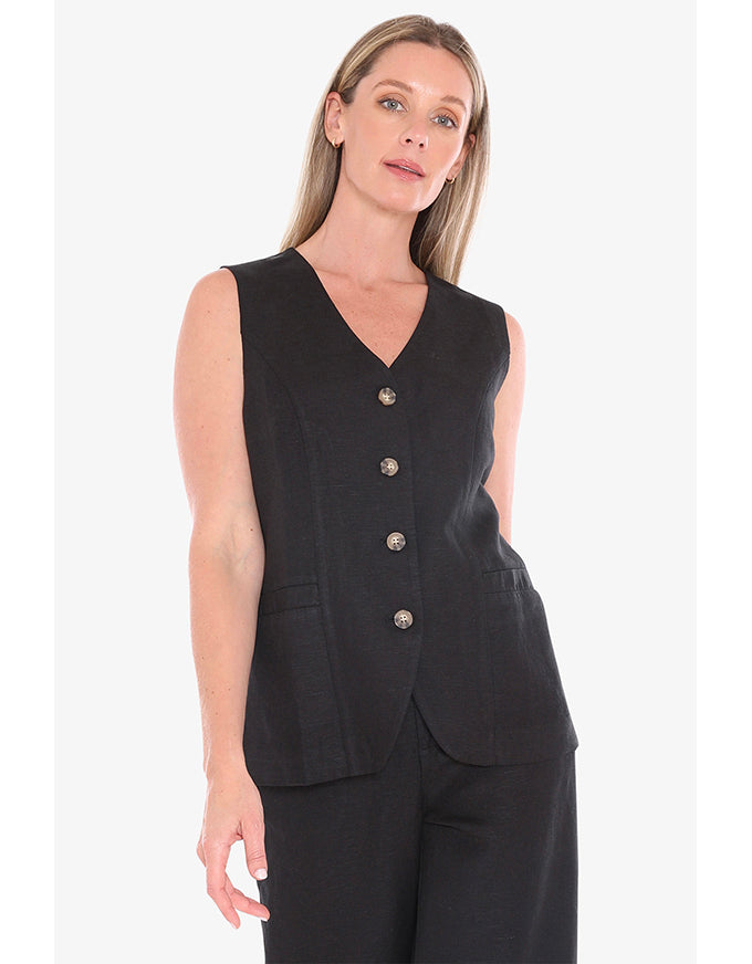 Button Vest - Black