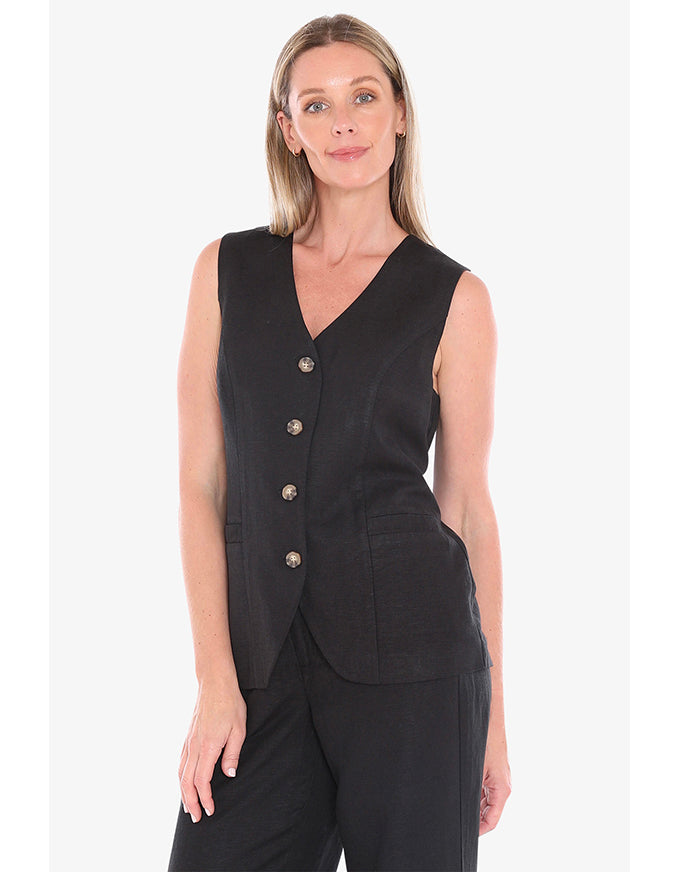 Button Vest - Black
