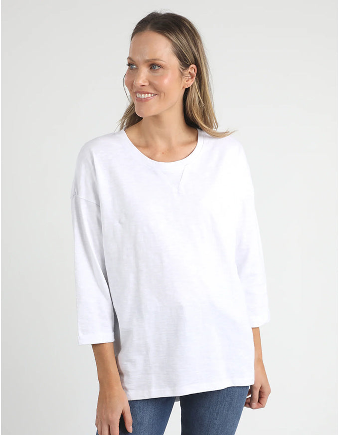 Annie 3/4 Sleeve Tee White