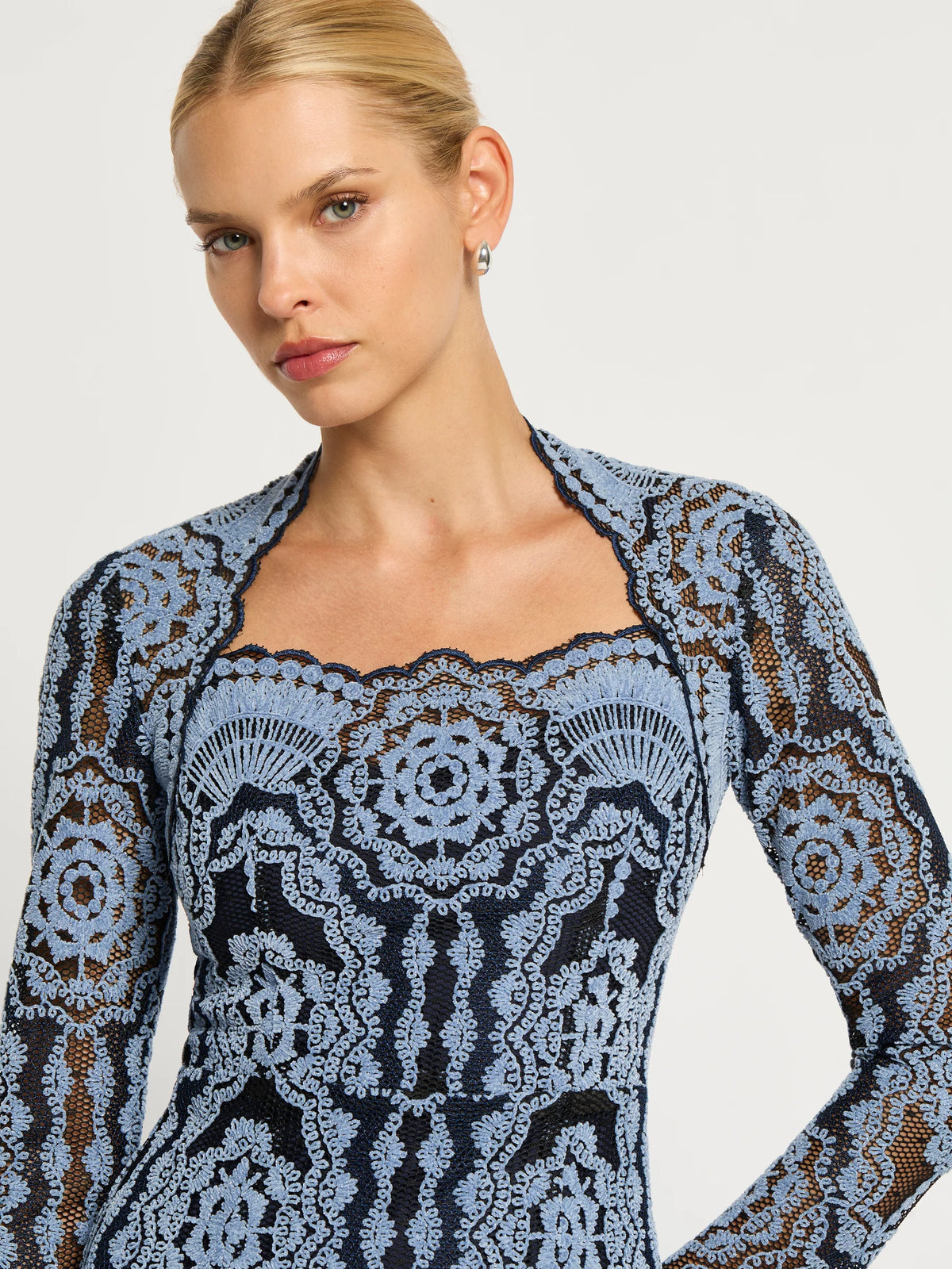 Alexa Shift Dress Light Blue-Navy