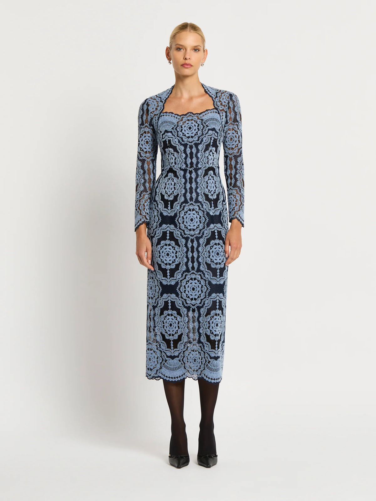 Alexa Shift Dress Light Blue-Navy