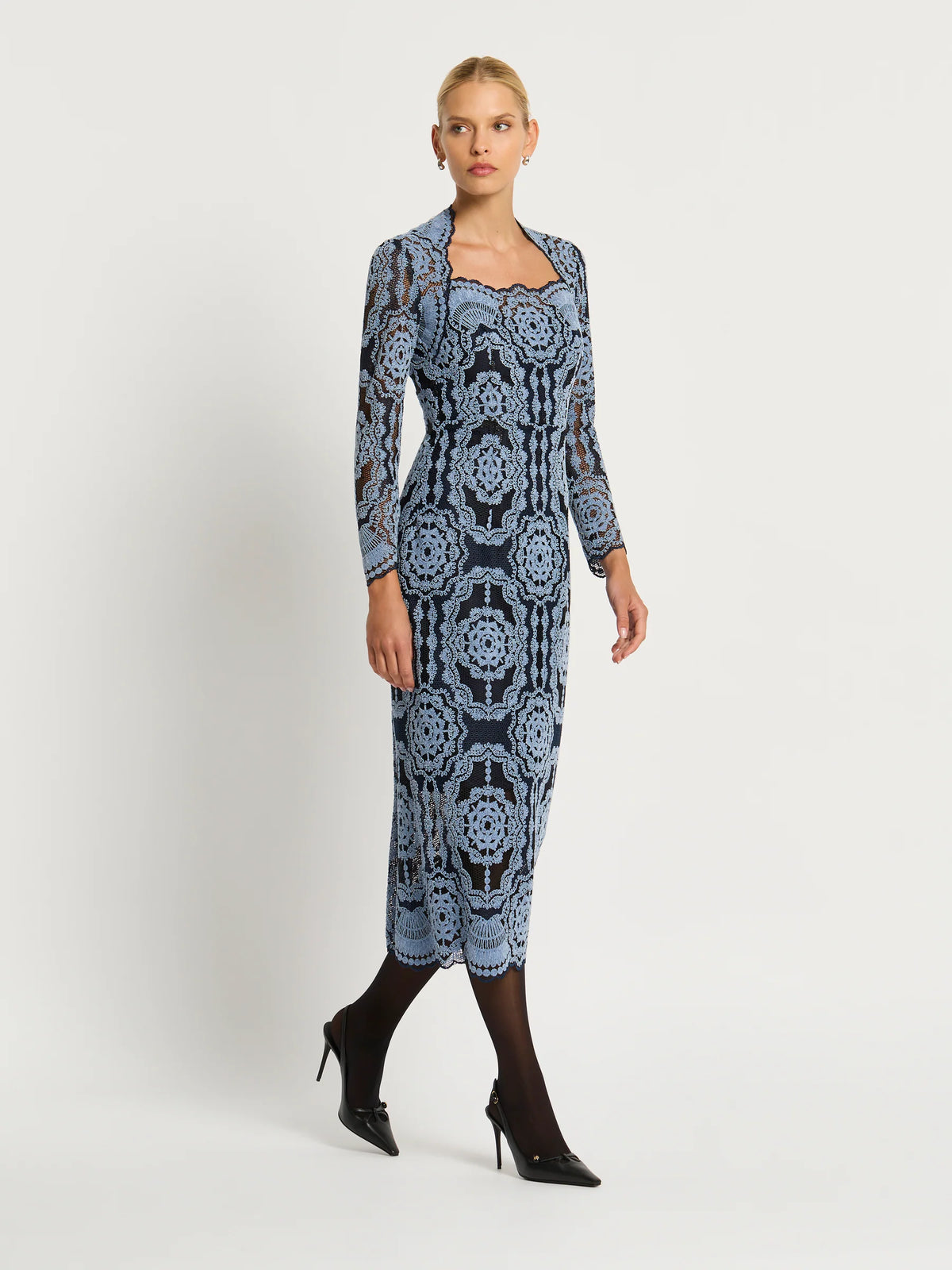 Alexa Shift Dress Light Blue-Navy