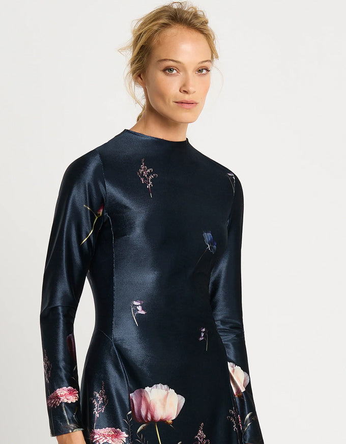 Arianna A Line Dress Navy Floral