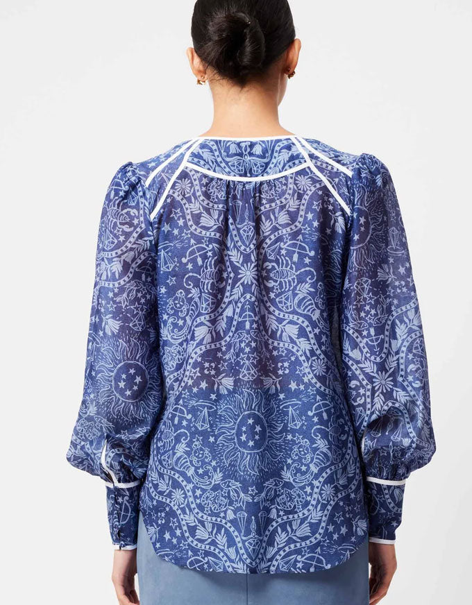 Once Was Atlas Cotton Silk Shirt Zodiac Print