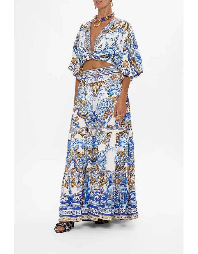 Azul Adventures High Waist Maxi Skirt