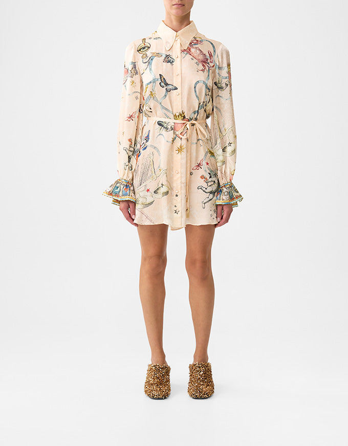 camilla shift shirt dress Camilla Shift Shirt Dress with Crochet Collar