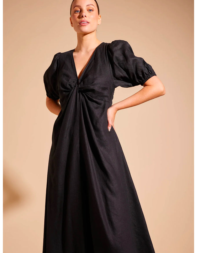 Camille Linen Dress Black