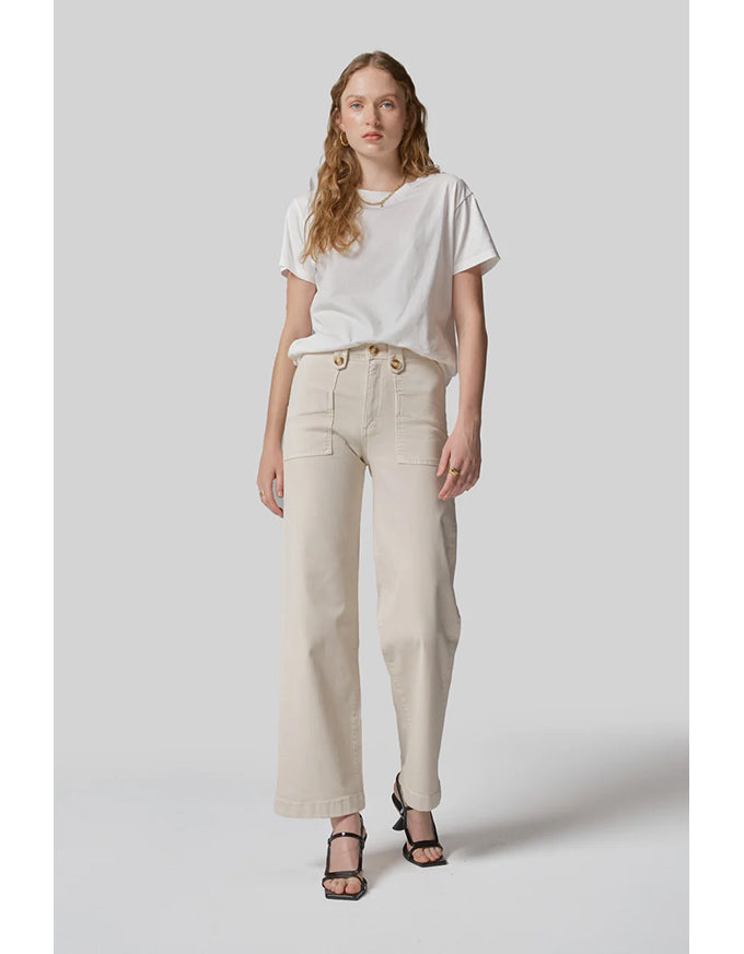 Carrie Cream Wide Straight Jeans