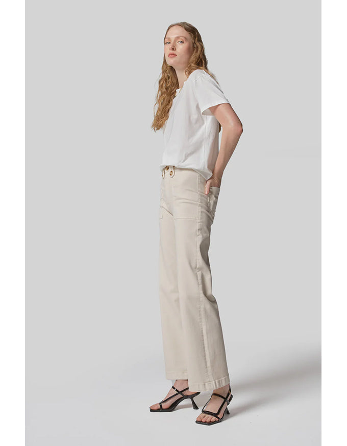 Carrie Cream Wide Straight Jeans