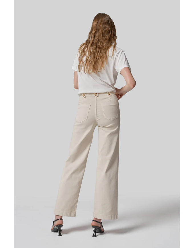 Carrie Cream Wide Straight Jeans