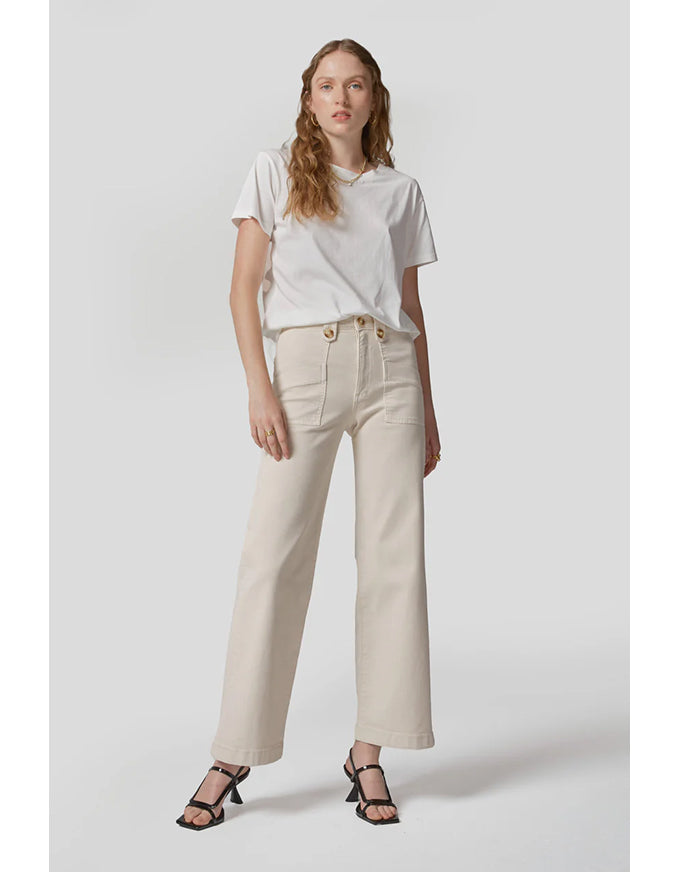 Carrie Cream Wide Straight Jeans