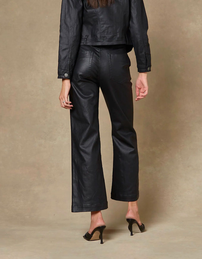 Cody Coated Kick Black Trouser