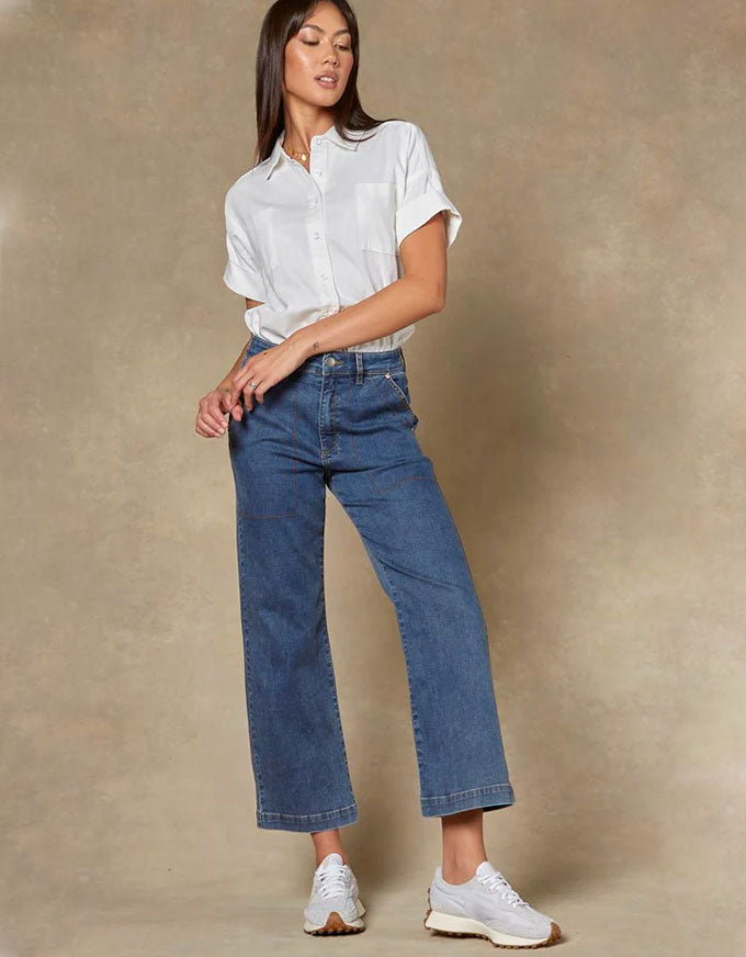 Cody Kick Flare Mid Trouser Classic Blue