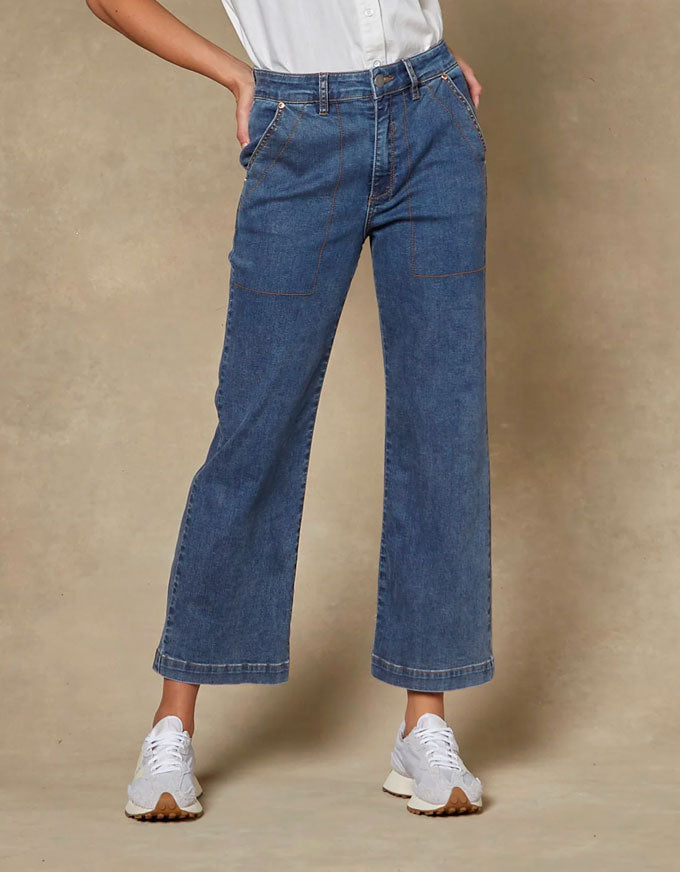 Cody Kick Flare Mid Trouser Classic Blue