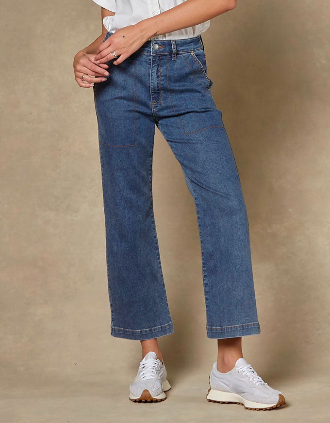 Cody Kick Flare Mid Trouser Classic Blue