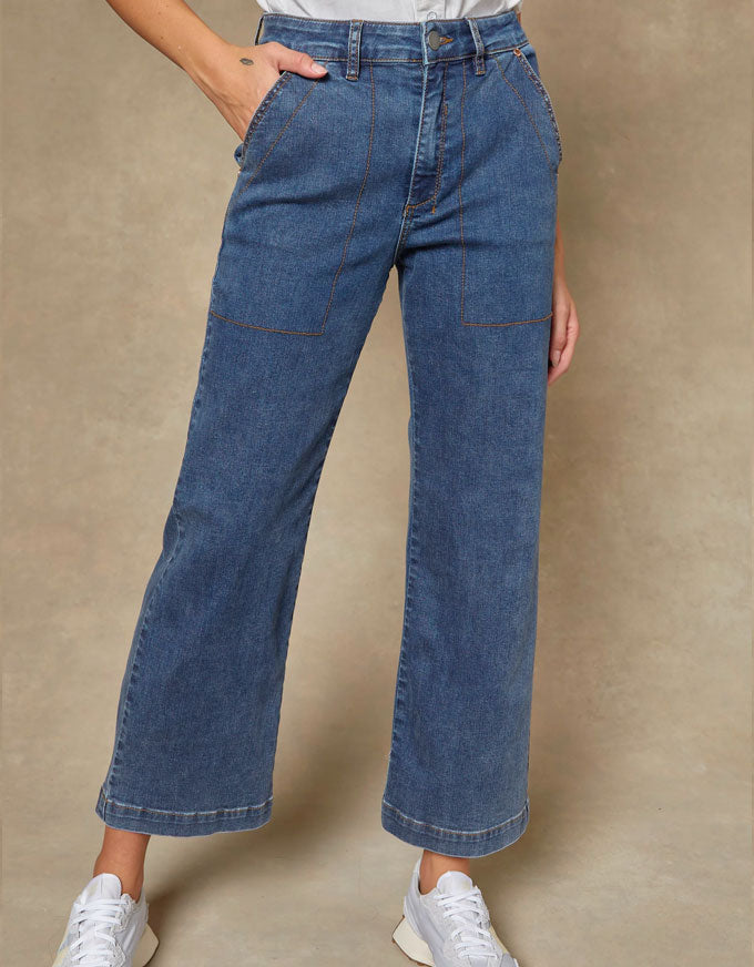 Cody Kick Flare Mid Trouser Classic Blue