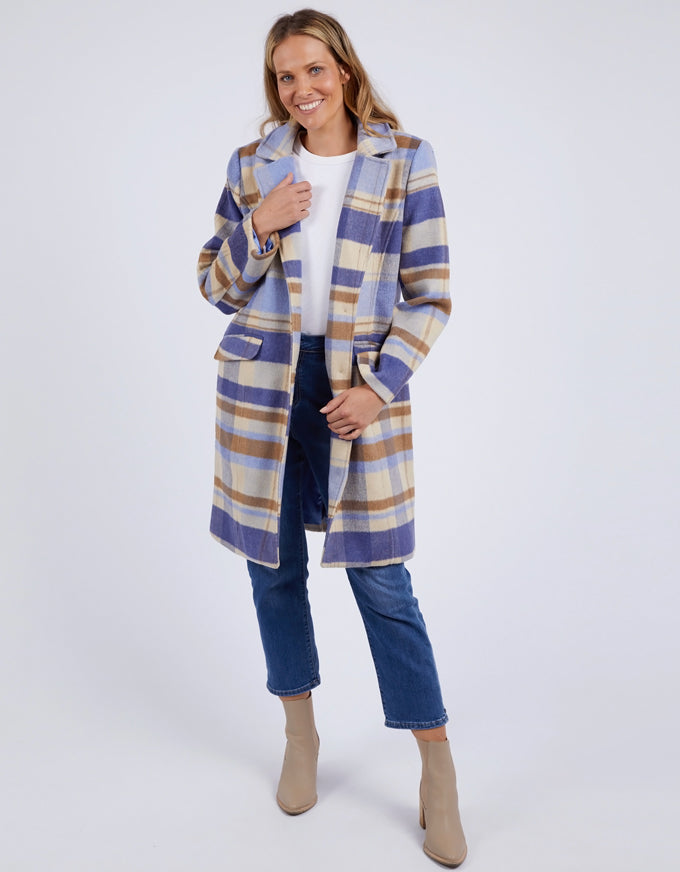 Cove Check Coat Navy, Hydrangea & Cream Cove Check Coat Navy, Hydrangea & Cream