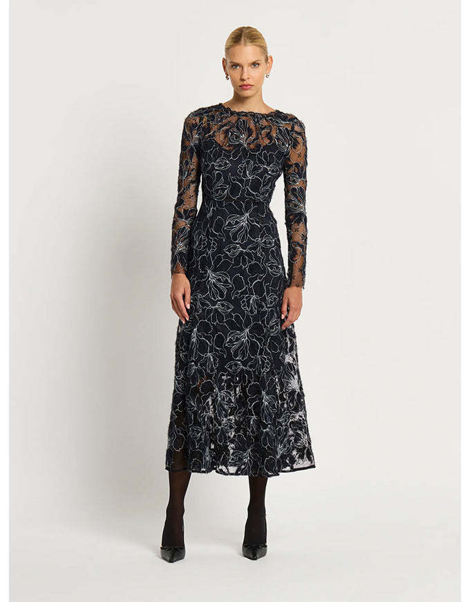 Cynthia Midi Dress Black & Navy - Australian Made  Bombo Clothing Co.