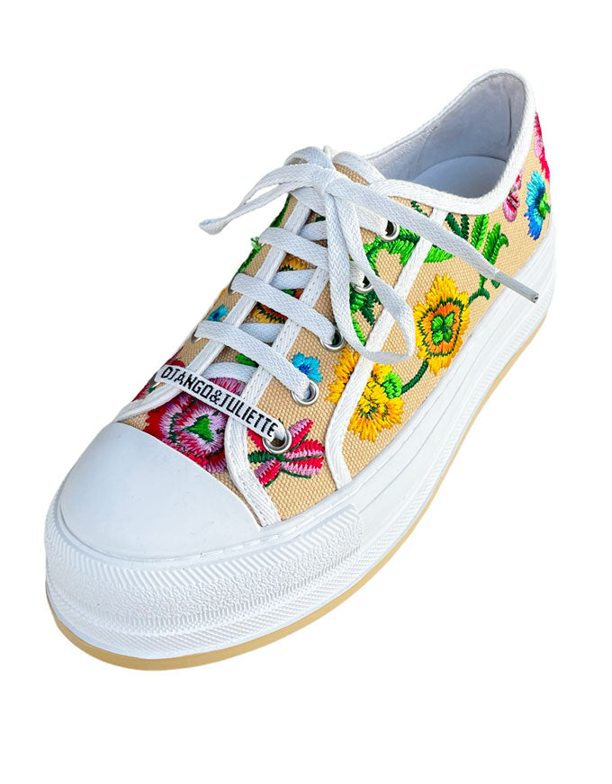 Gando Embroidered Floral Sneakers