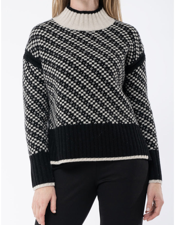 Geo Intarsia Pullover Black/Stone