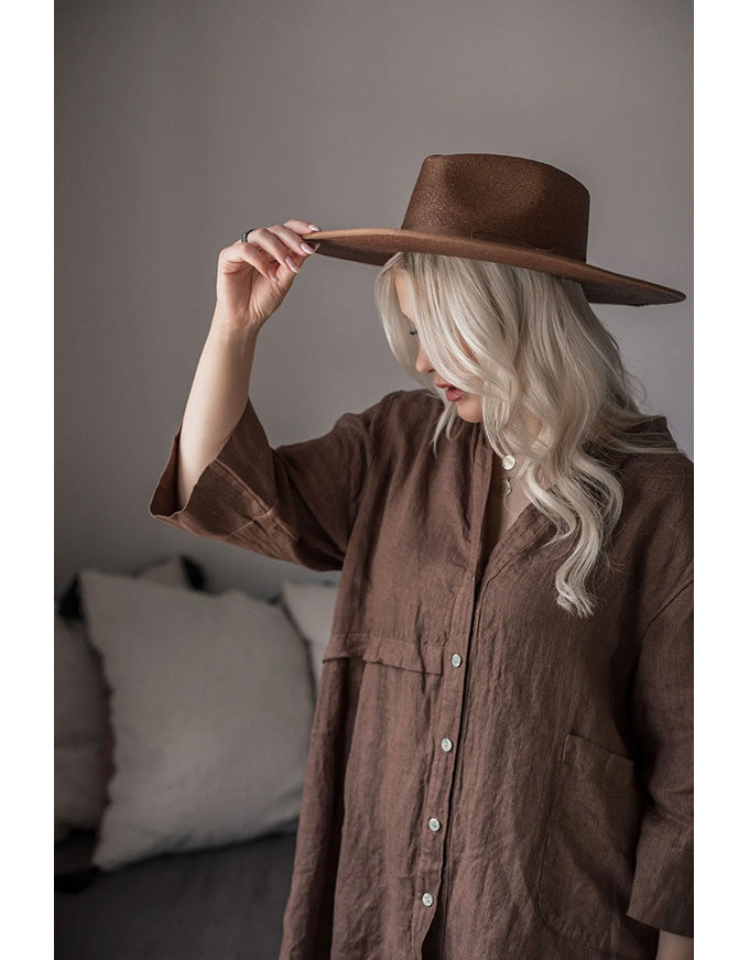 Lorelai Shirt Dress Walnut Stripe
