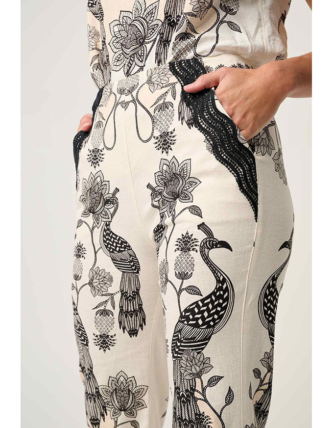 Leandro Lace Trim Pant Imperial Stone