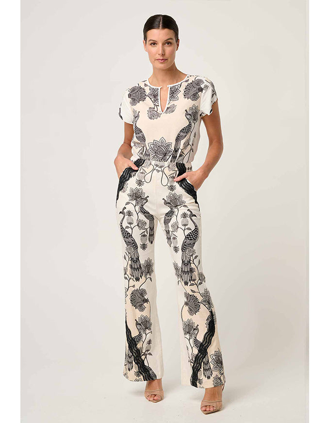 Leandro Lace Trim Pant Imperial Stone