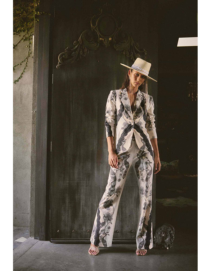 Leandro Lace Trim Pant Imperial Stone