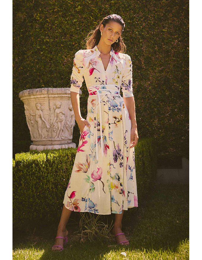 Xenia Contrast Trim Dress Plume Blossom