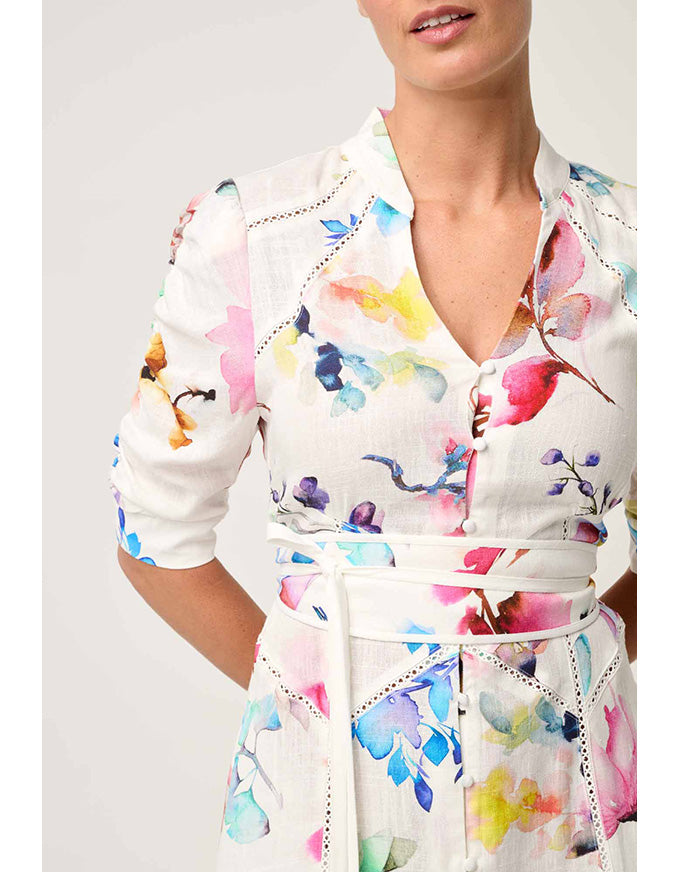 Xenia Contrast Trim Dress Plume Blossom