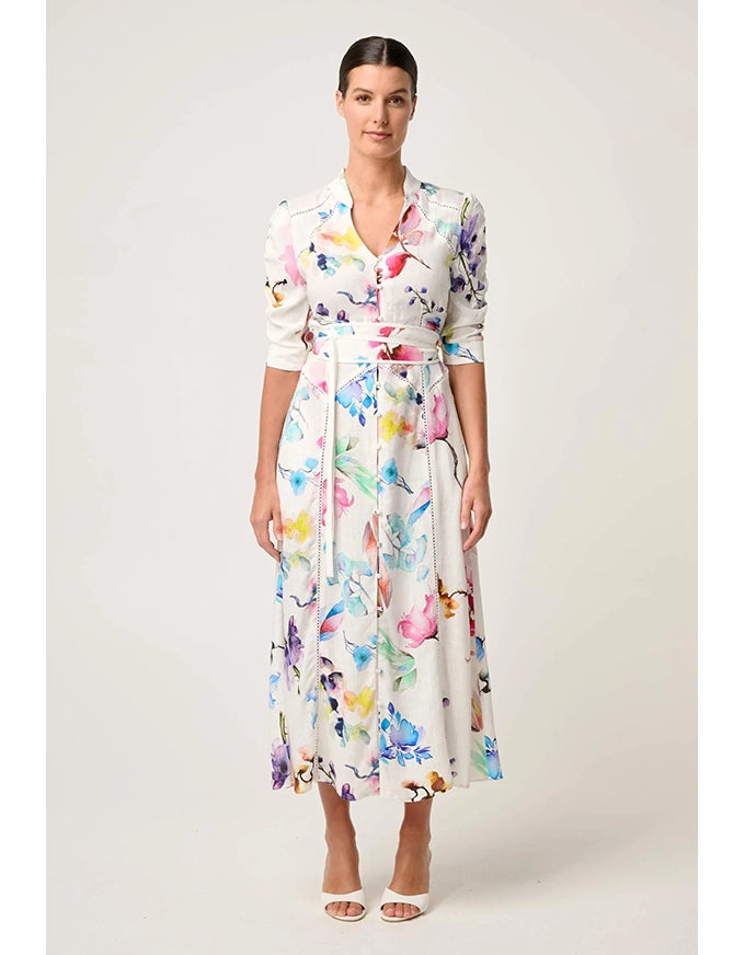 Xenia Contrast Trim Dress Plume Blossom