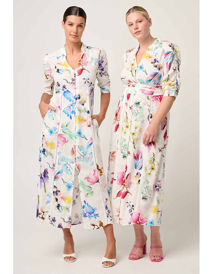 Xenia Contrast Trim Dress Plume Blossom