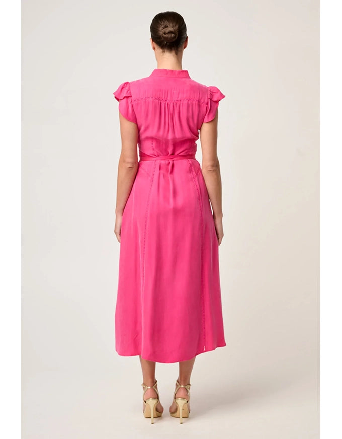 Athena Flutter Sleeve Dress Celosia Pink