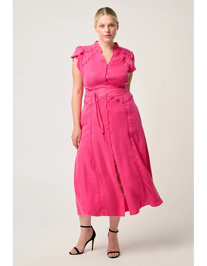 Athena Flutter Sleeve Dress Celosia Pink