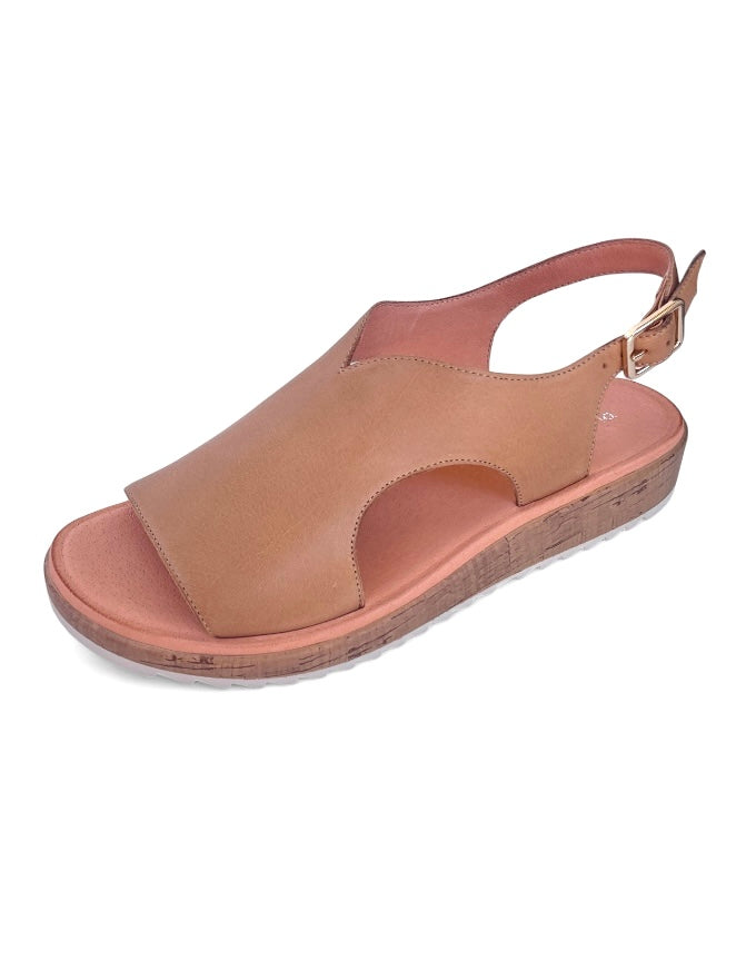 Olingos Tan Almond Leather Sandals