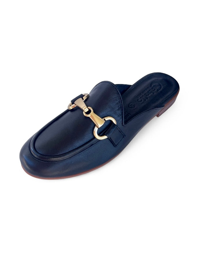 Gaze Slides Black Leather