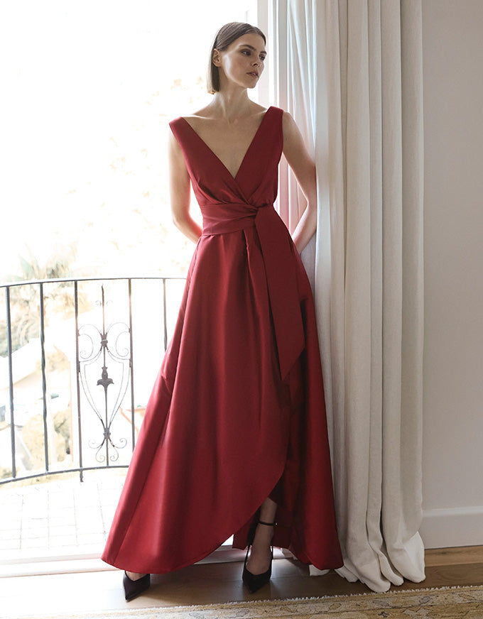 ruby red evening dress Rene Gown vintage bride gown this ruby red dress What To Wear To Color:Wht-Blk/Blk-Wht