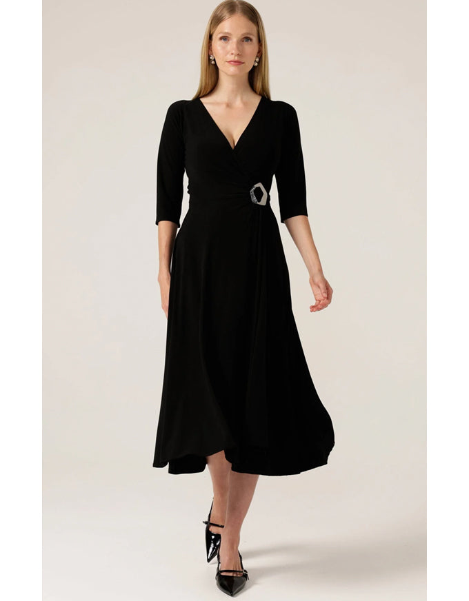 3/4 Sleeve Reverse Wrap Midi Black – Bombo Clothing Co