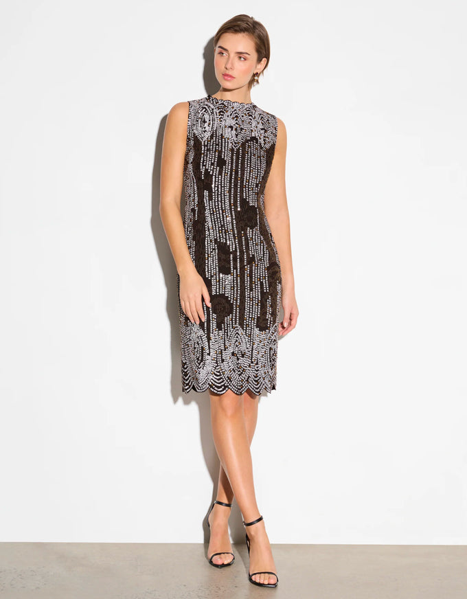 Royale Beaded Shift Dress in Black from Moss & Spy