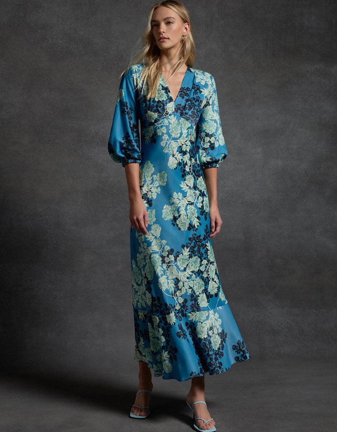 Serenity V Neck Dress Blue/Mint