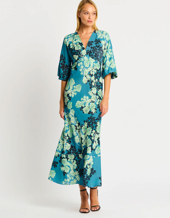 Serenity V Neck Dress Blue/Mint