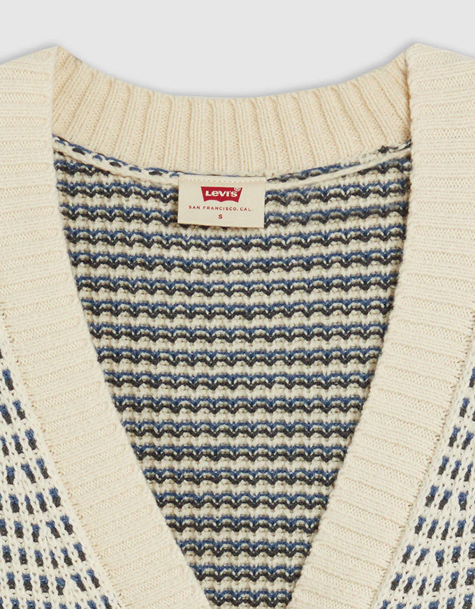 Snowflake Cardigan Butter Cream Stripe