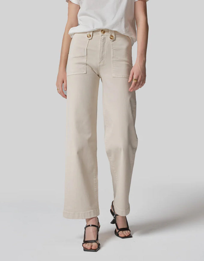 Carrie Cream Wide Straight Jeans