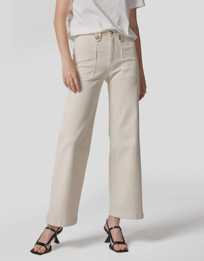 Carrie Cream Wide Straight Jeans