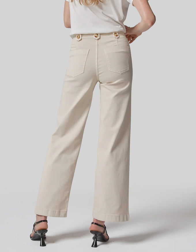 Carrie Cream Wide Straight Jeans
